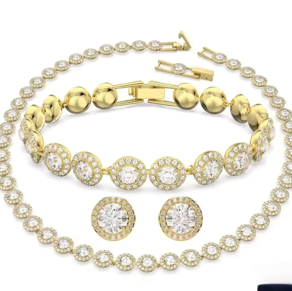 SALE❣️Gorgeous Swarovski Una Angelic Necklace Bracelet & Studs Set - Picture 1 of 12